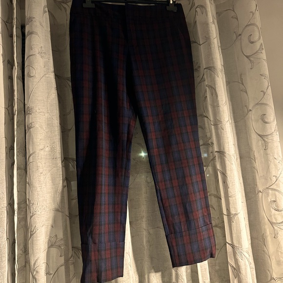 Calvin Klein Pants - Calvin Klein Plaid Cropped Cuffed Trousers